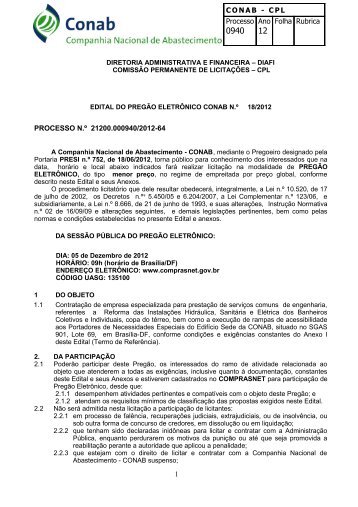 EDITAL DE LICITAÇÃO - Conab