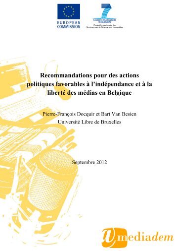 Recommandations pour des actions politiques ... - Mediadem