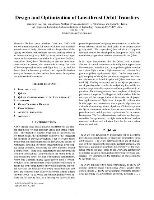 Design and Optimization of Low-thrust Orbit Transfers - Visual and ...