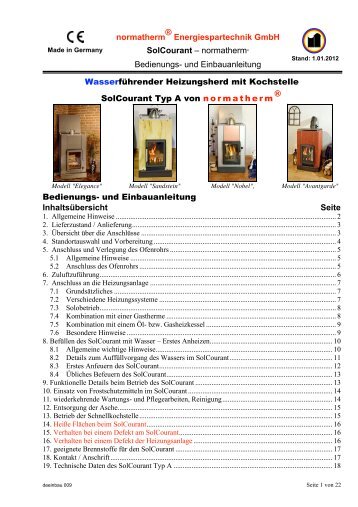 Einbau- und Bedienungsanleitung zum SolCourant - Normatherm