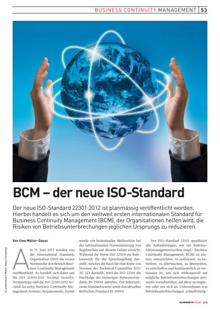BCM – der neue ISO-Standard - müller-gauss consulting
