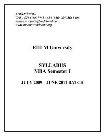 EIILM University SYLLABUS MBA Semester I - Maanarmadaedu.org