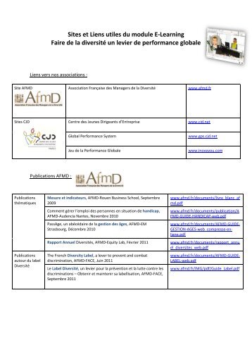 Sites et Liens utiles du module E-Learning Faire de la ... - AFMD