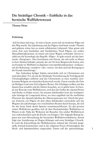 Die Strättliger Chronik - Berner Zeitschrift für Geschichte