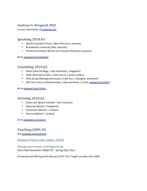 CV/Resume (PDF) - Andreas Weigend