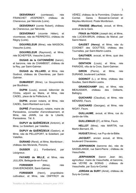 Notables du Montbrisonnais avant la Grande Guerre ... - Forez histoire