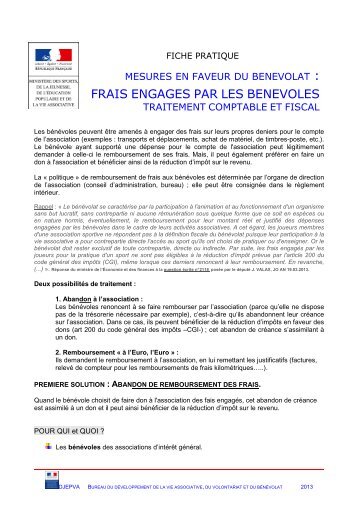 Fiche pratique "Frais engagÃ©s par les bÃ©nÃ©voles" - ffessm