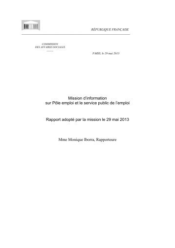 Mission d'information sur PÃ´le emploi et le service public de l'emploi ...