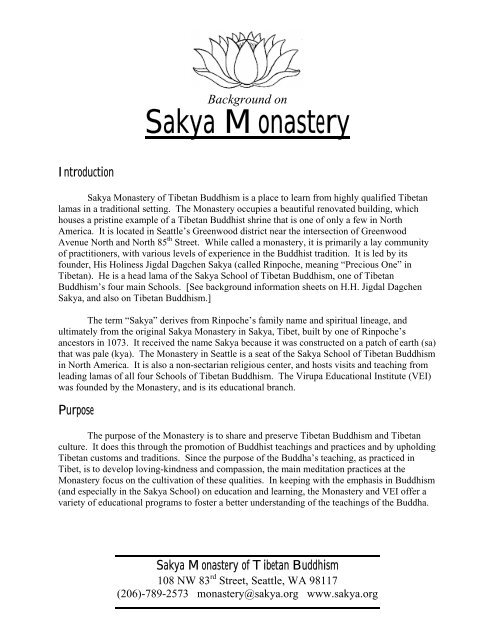 Sakya Monastery.pdf - the Sakya Monastery of Tibetan Buddhism