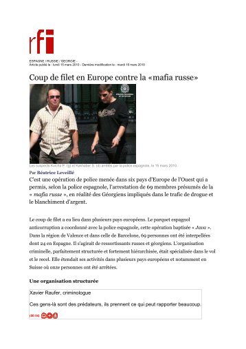 Coup de filet en Europe contre la «mafia russe» - Esisc