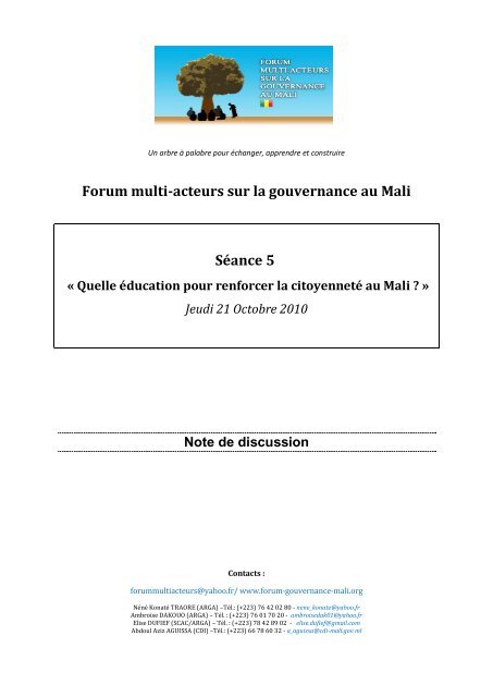 Forum multi-acteurs sur la gouvernance au Mali SÃ©ance 5 Â« Quelle ...