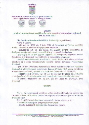 Ordinul Prefectului nr. 192 din 09.07.2012 ... - Prefectura Neamt