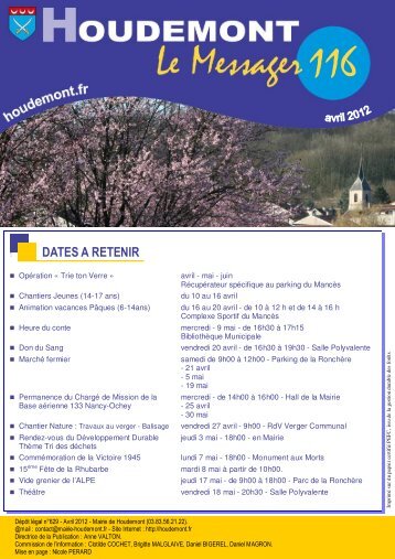 Messager nÂ° 116 avril 2012 - MAIRIE DE HOUDEMONT