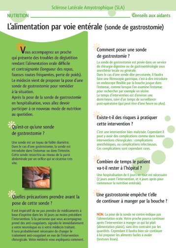 L'alimentation par voie entÃ©rale (sonde de gastrostomie) - ARSla