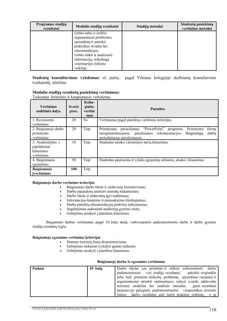 1 priedas - VIKO AgrotechnologijÅ³ fakultetas - Vilniaus Kolegija