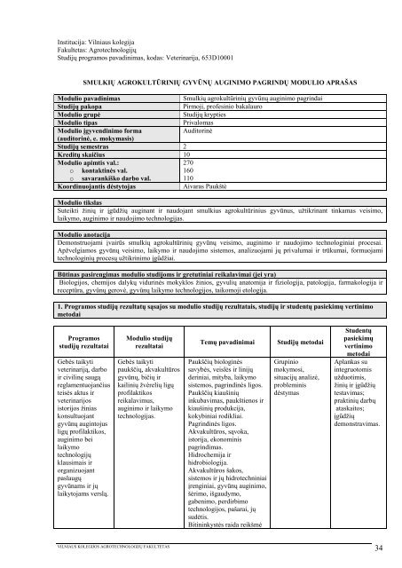 1 priedas - VIKO AgrotechnologijÅ³ fakultetas - Vilniaus Kolegija