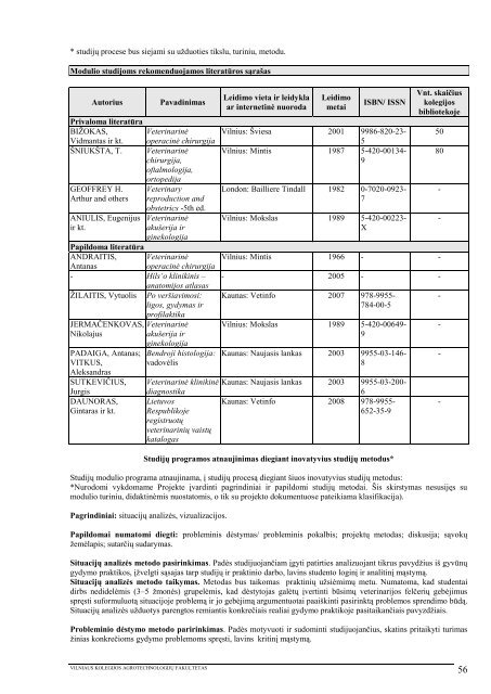 1 priedas - VIKO AgrotechnologijÅ³ fakultetas - Vilniaus Kolegija