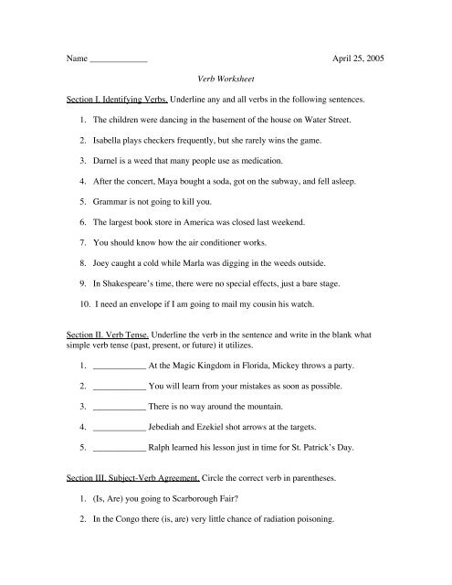 verb worksheet pdf