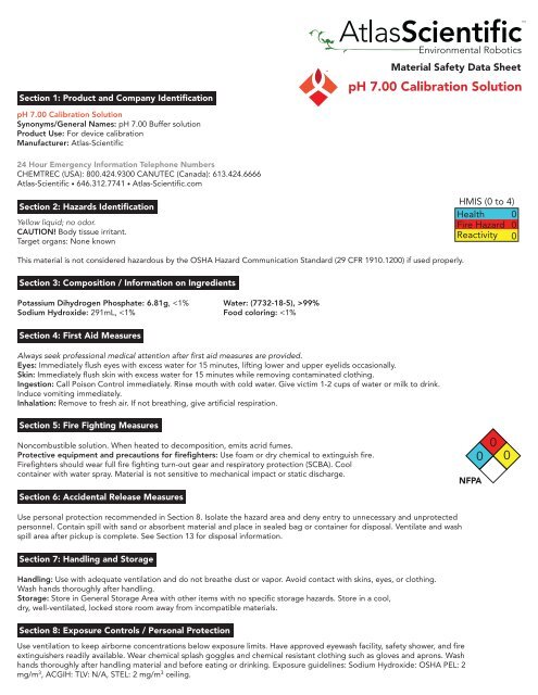 pH 7 MSDS - Atlas Scientific