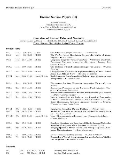 O - Theory Department of the FHI - Max-Planck-Gesellschaft