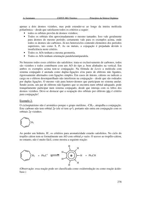 PRINCÍPIOS SÍNTESE ORGÂNICA - CEFET-MG Campus Timóteo