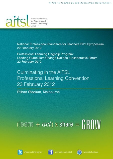 Culminating in the AITSL Professional Learning Convention 23 ...