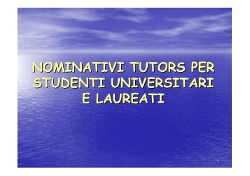 nominativi tutors per studenti universitari e laureati - Azienda ...