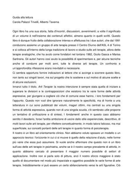 Guida alla lettura Carola Palazzi Trivelli, Alberto ... - Centro Artiterapia