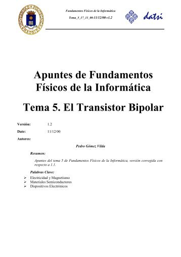 Tema 4. El Transistor Bipolar (PDF) - TecnologÃ­a de Computadores