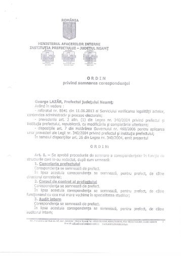 Ordinul Prefectului nr. 201 din 11.06.2013 ... - Prefectura Neamt