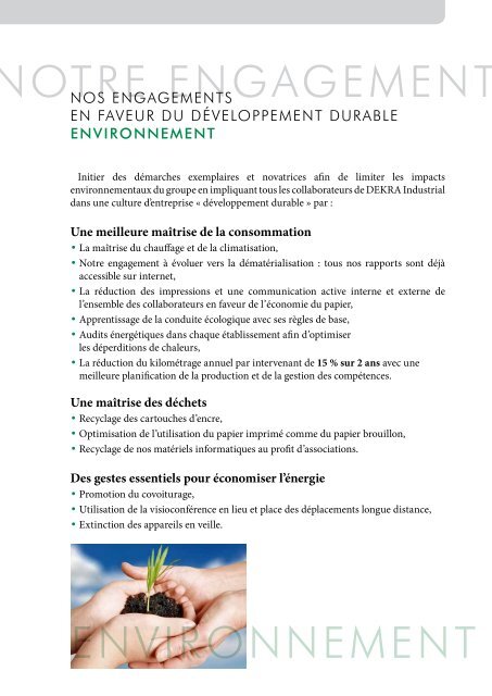 Lire la charte de dÃ©veloppement durable DEKRA - DEKRA Industrial