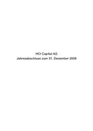 Jahresabschluss der HCI Capital AG und Bericht über