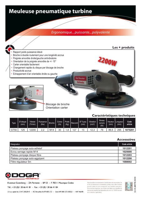 Meuleuse pneumatique Turbine - Doga