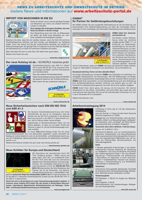 TANDEM-Magazin (pdf) - Das Arbeitsschutz-Portal