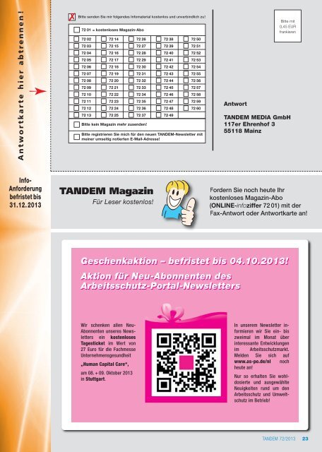 TANDEM-Magazin (pdf) - Das Arbeitsschutz-Portal