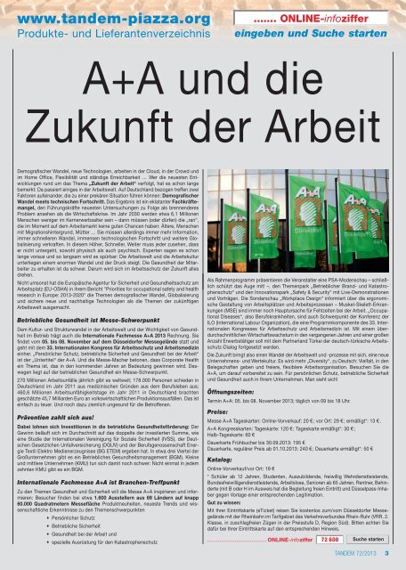 TANDEM-Magazin (pdf) - Das Arbeitsschutz-Portal