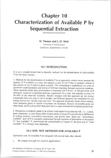 Chapter 10 Characterization of Available P by Sequential Extraction