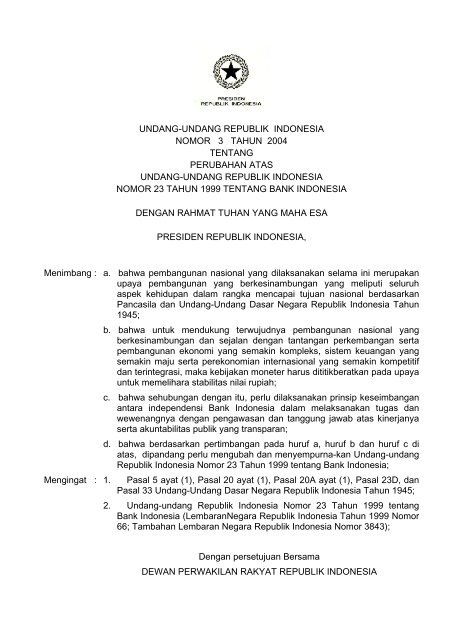 undang-undang republik indonesia nomor 3 tahun 2004 tentang ...