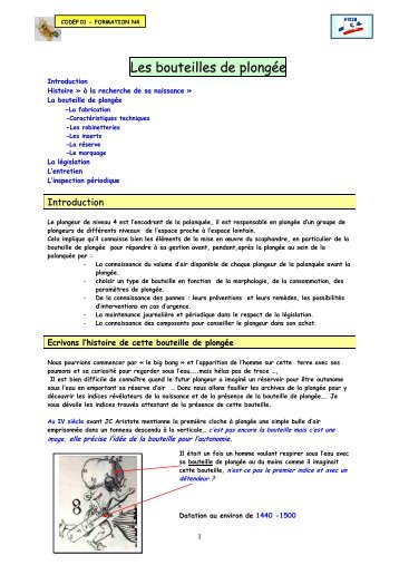 Les bouteilles de plongÃ©e N4 - ffessm