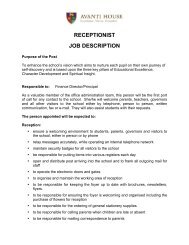 RECEPTIONIST JOB DESCRIPTION - Avanti Schools Trust