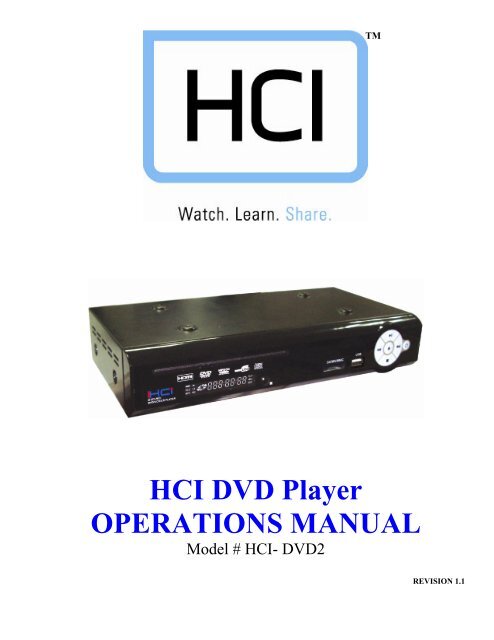HCI DVD Player OPERATIONS MANUAL