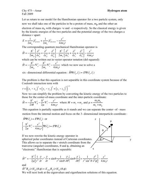 Hydrogen atom Hamiltonian (pdf)