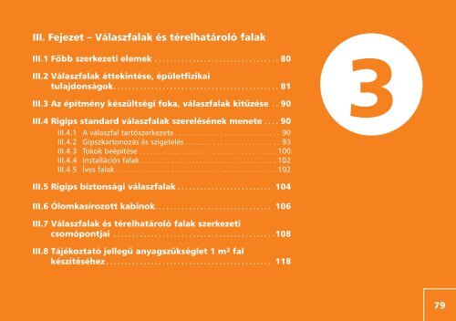 III. Fejezet – Válaszfalak és térelhatároló falak