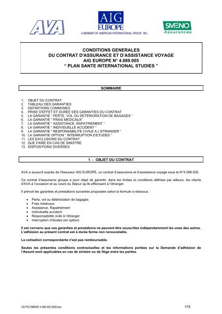 CONDITIONS GENERALES DU CONTRAT D ... - Smeno