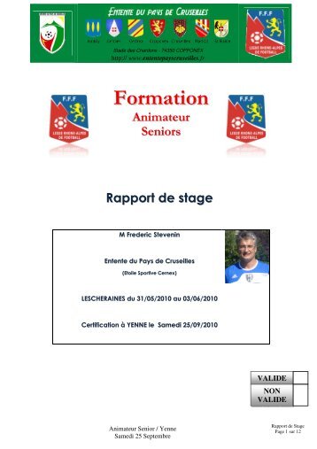 Rapport de stage AS - Etoile Sportive Cernex