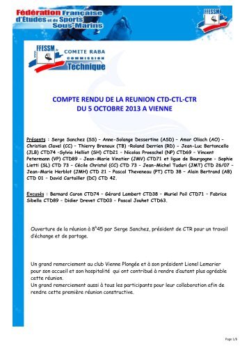 compte rendu de la reunion ctd-ctl-ctr du 5 octobre ... - Accueil - ffessm