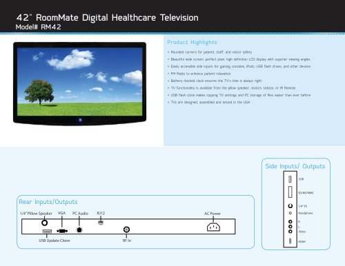 42" RoomMate Digital Healthcare Television - Hci