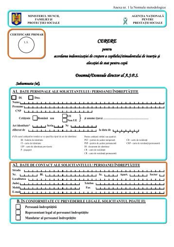 Cerere pentru acordarea indemnizaţiei de creştere ... - Primaria Sulina