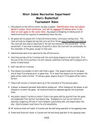 Men's Basketball Tournament Rules - Village of West Salem
