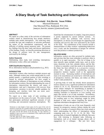 A Diary Study of Task Switching and Interruptions